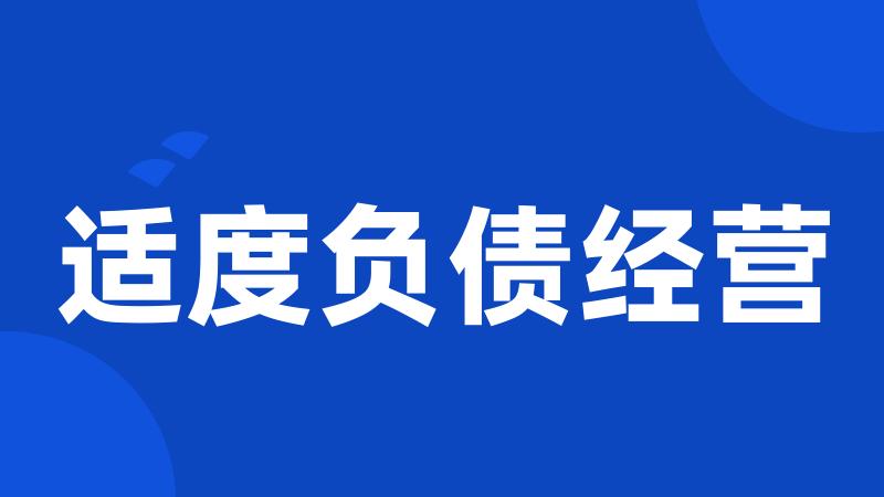 适度负债经营