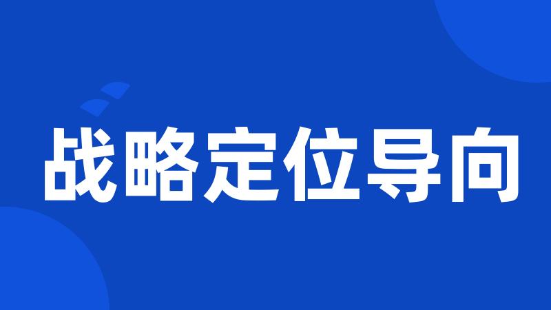 战略定位导向