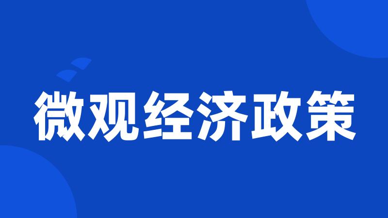 微观经济政策