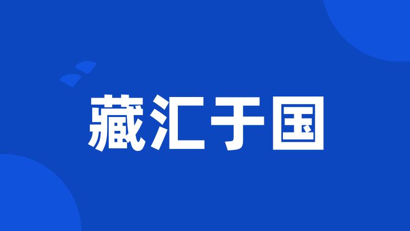 藏汇于国