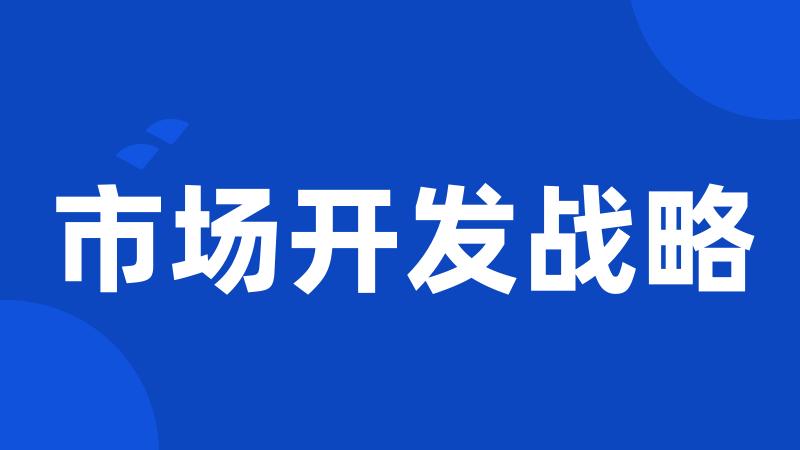 市场开发战略