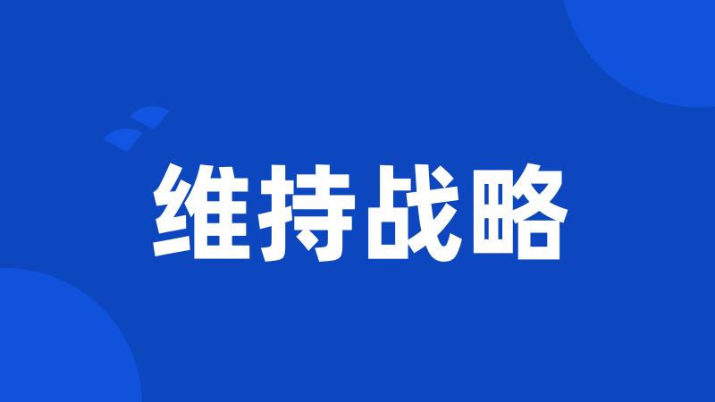 维持战略