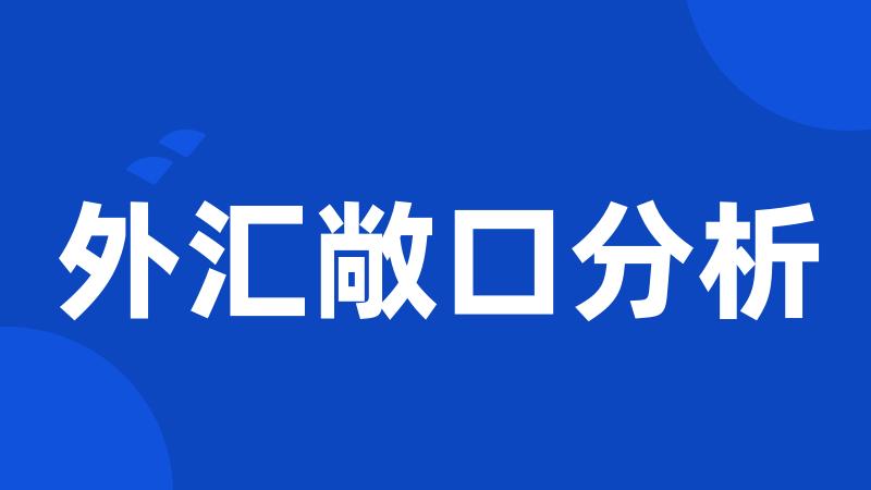 外汇敞口分析
