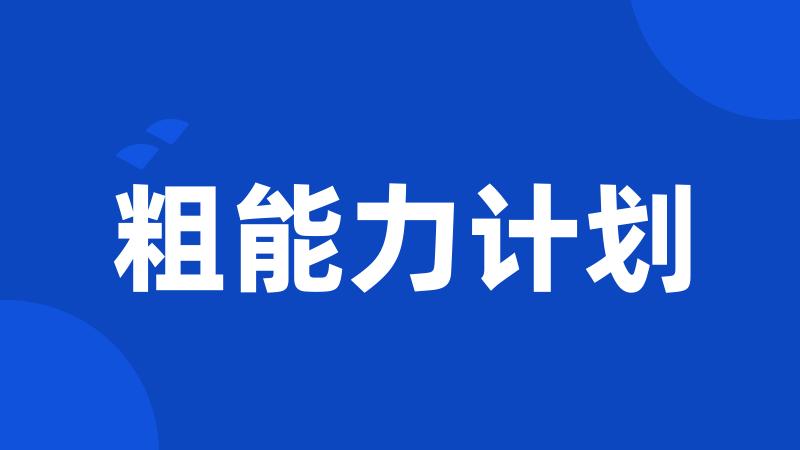 粗能力计划