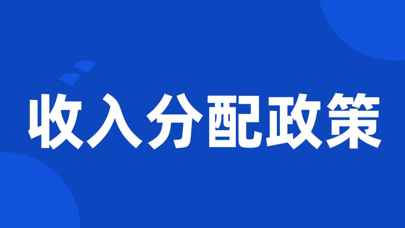 收入分配政策