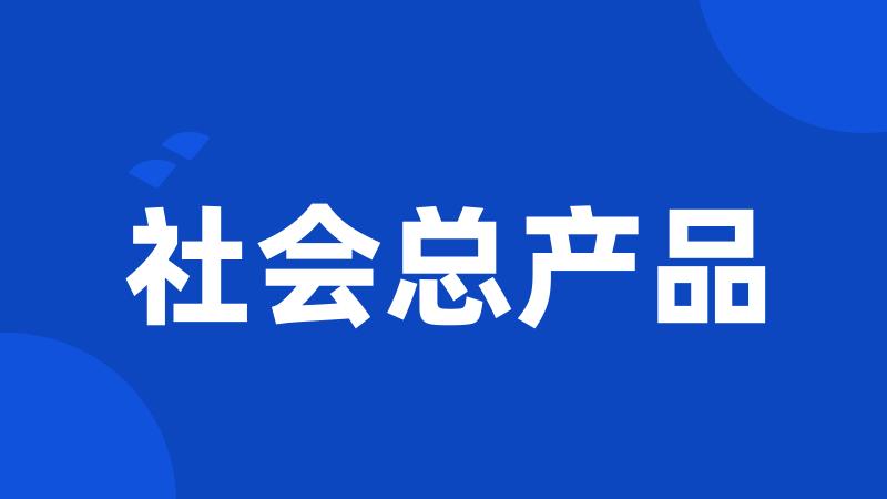 社会总产品