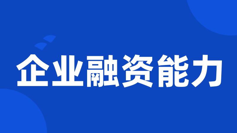 企业融资能力