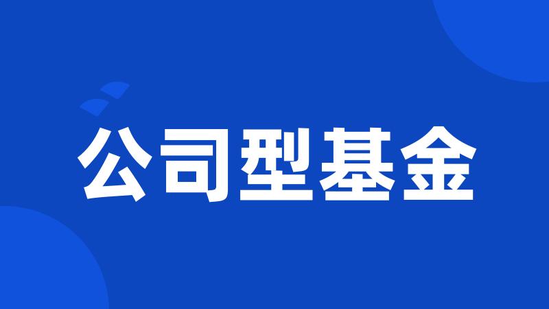 公司型基金