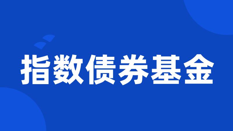 指数债券基金