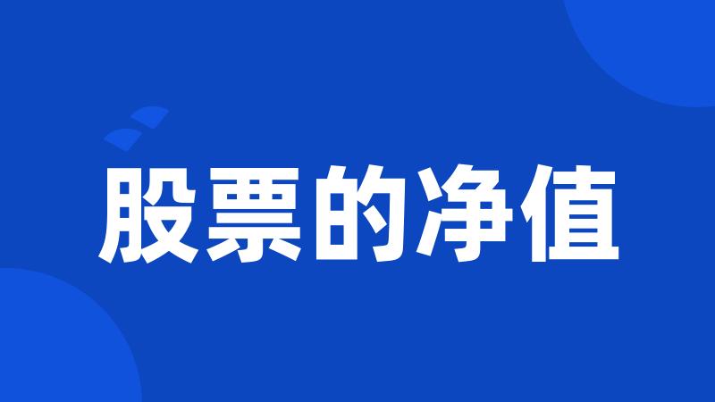 股票的净值