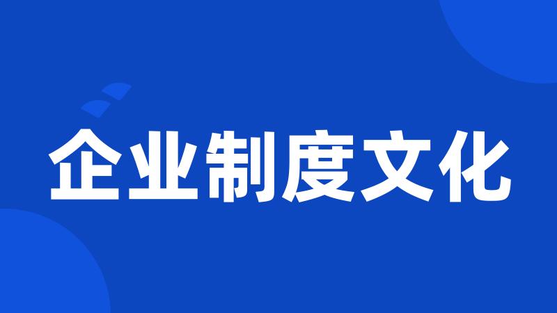 企业制度文化