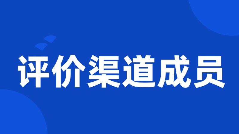 评价渠道成员