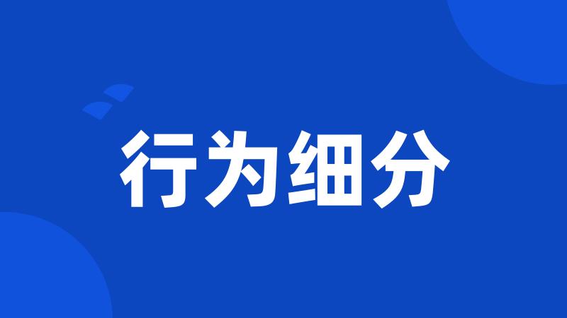 行为细分