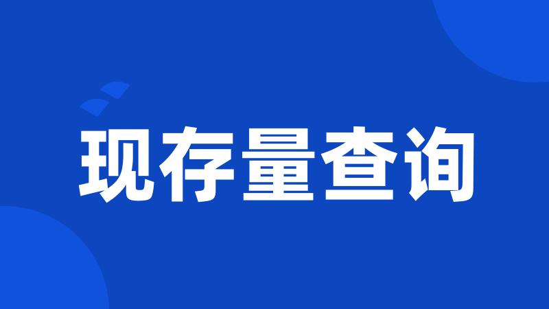 现存量查询