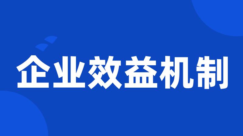 企业效益机制