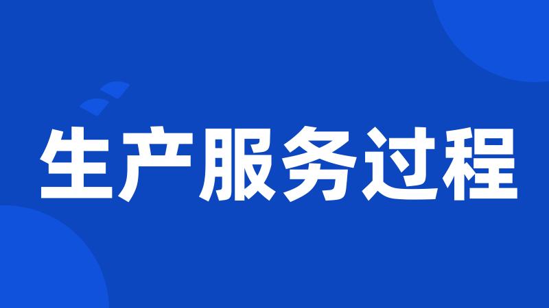 生产服务过程