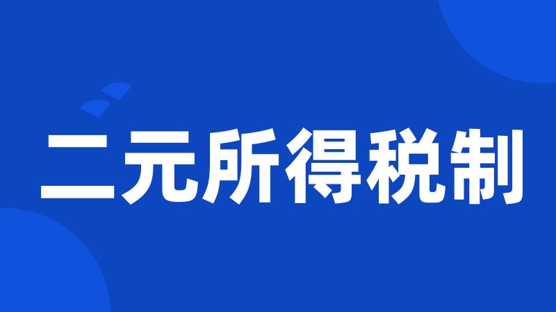 二元所得税制