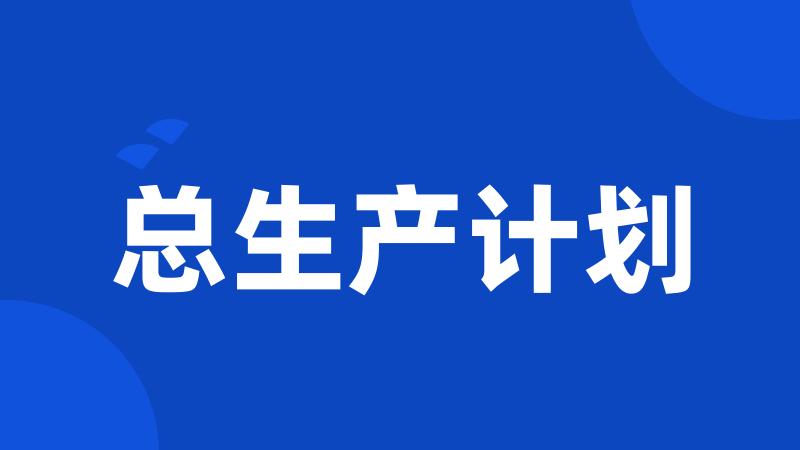 总生产计划
