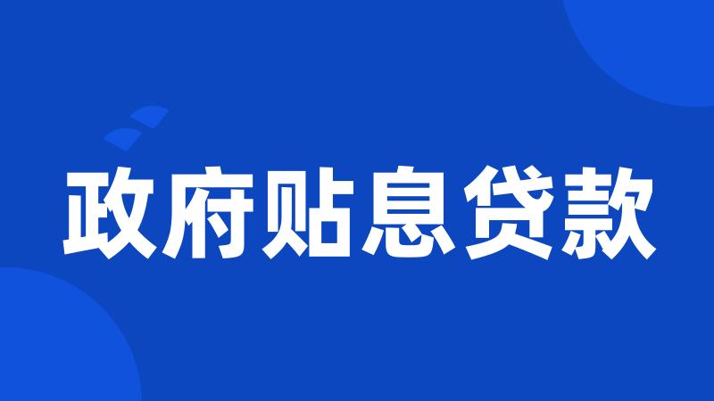 政府贴息贷款