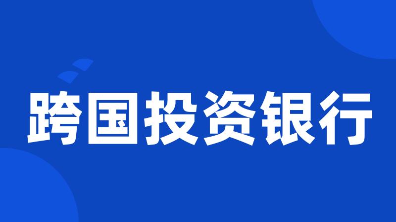 跨国投资银行