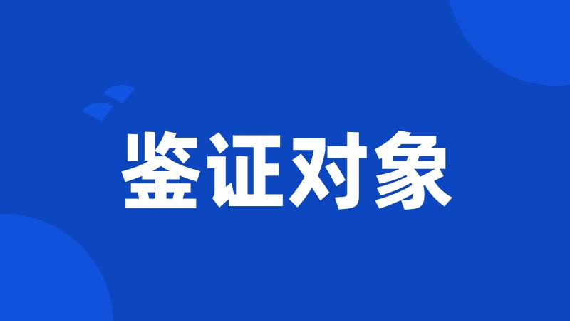 鉴证对象