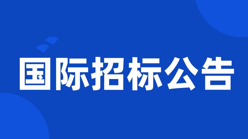 国际招标公告