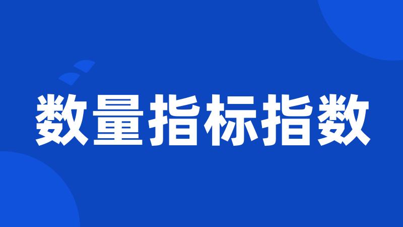 数量指标指数