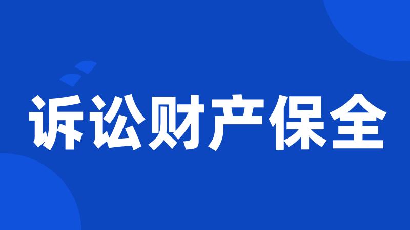 诉讼财产保全
