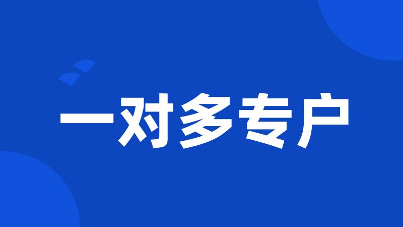 一对多专户