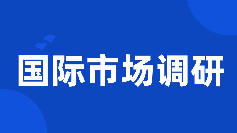 国际市场调研