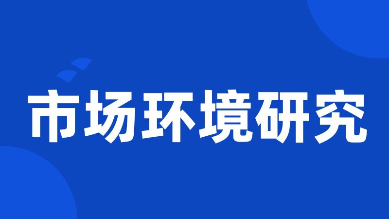 市场环境研究