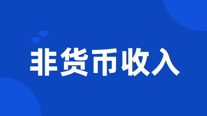 非货币收入
