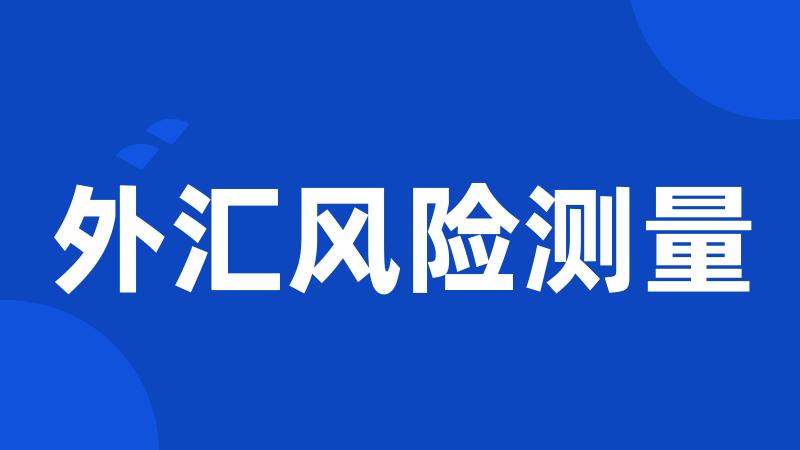 外汇风险测量