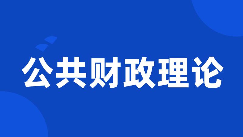 公共财政理论