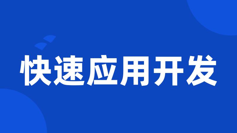 快速应用开发
