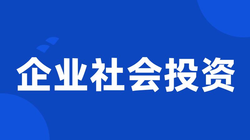企业社会投资