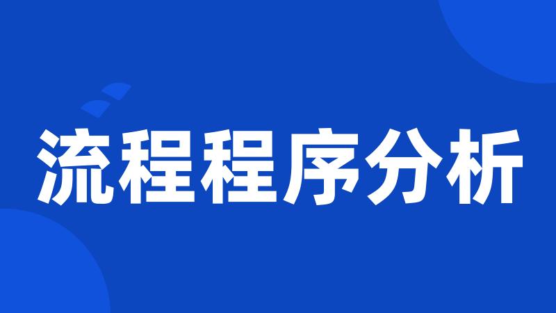 流程程序分析
