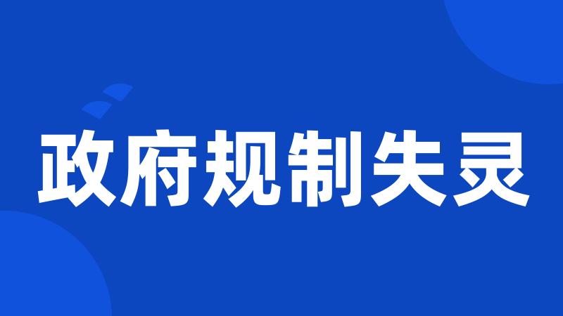 政府规制失灵