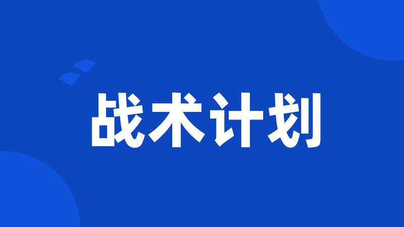 战术计划