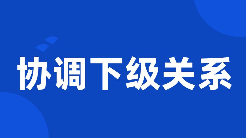 协调下级关系