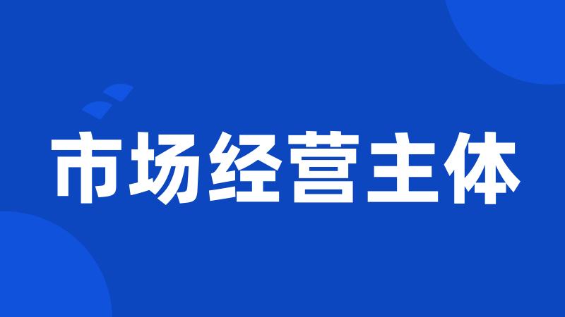 市场经营主体