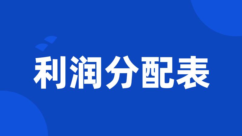 利润分配表