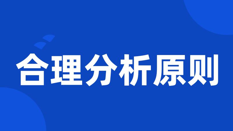 合理分析原则