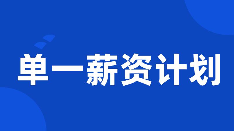 单一薪资计划