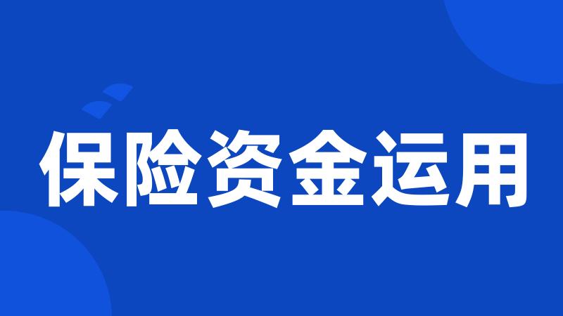 保险资金运用