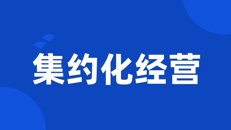 集约化经营