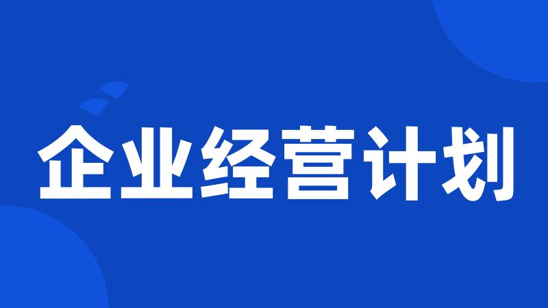 企业经营计划