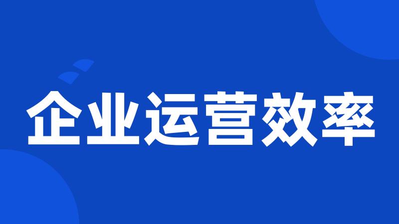企业运营效率