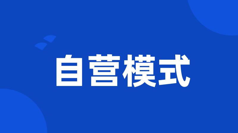 自营模式