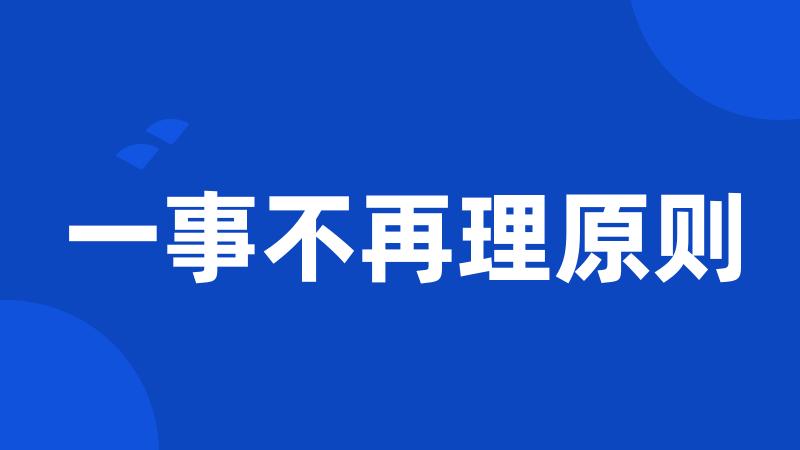 一事不再理原则